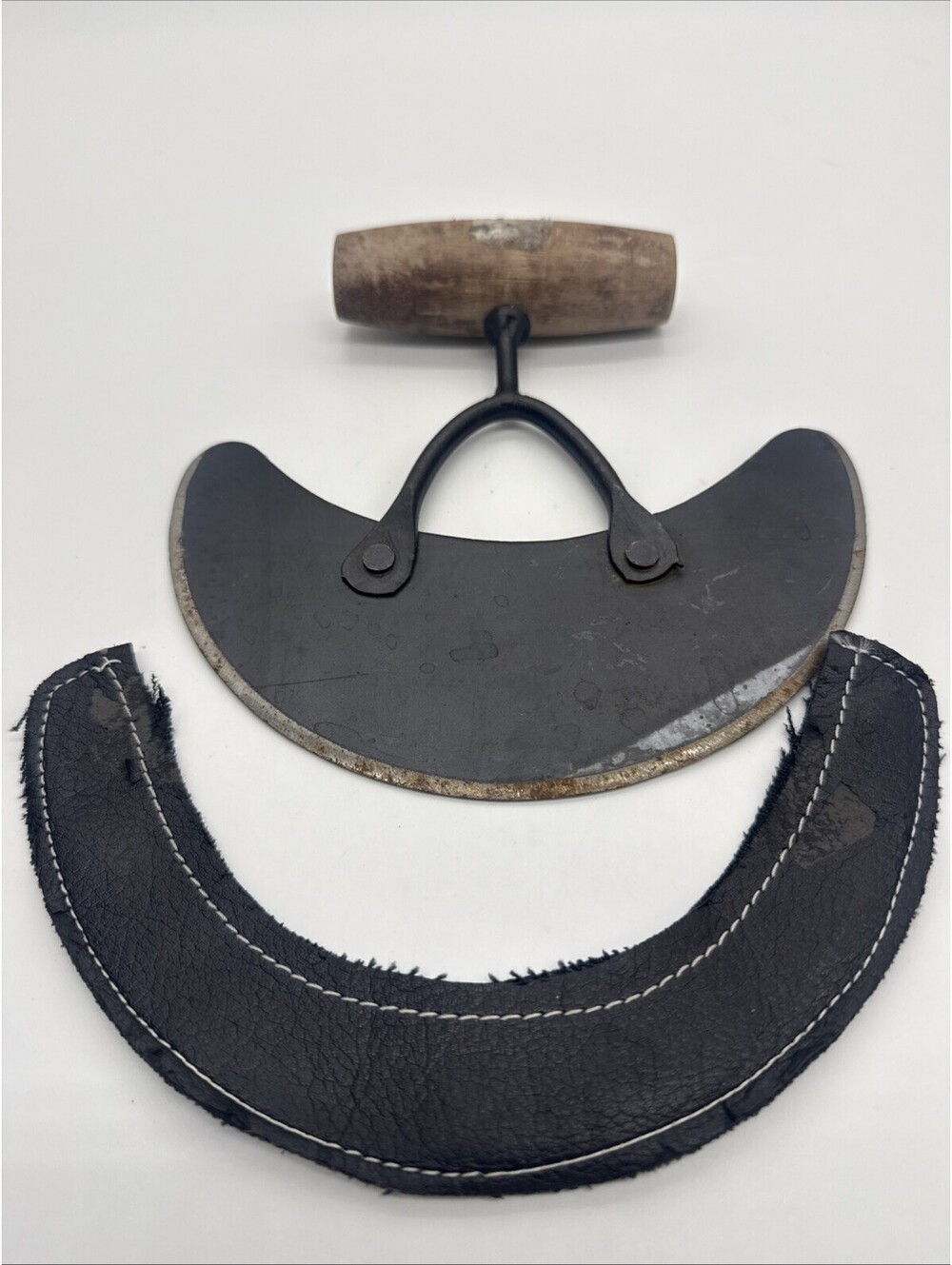Leather Working Round Knife Head Knife Half Moon T-Handle Tool w/ Sheath